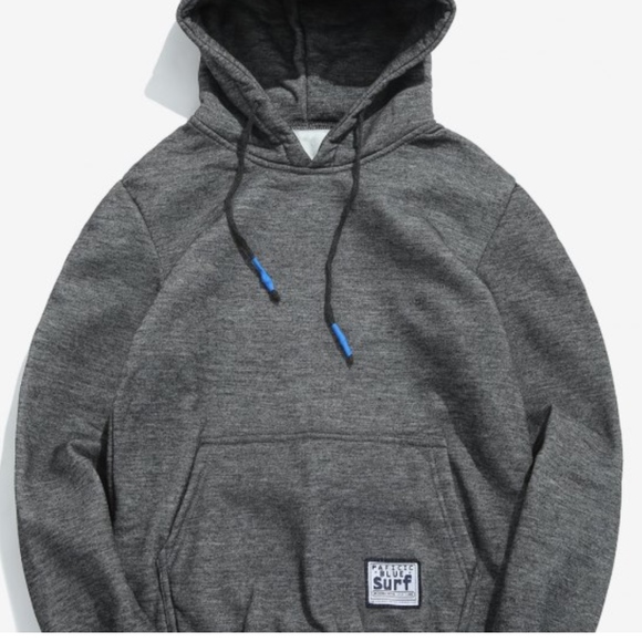 solid pouch pocket fluffy hoodie